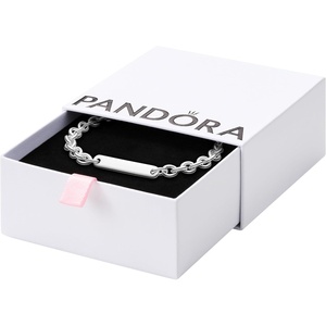 PANDORA Moment Engravable Bar Link Bracelet – Includes Gift Box(Silver)