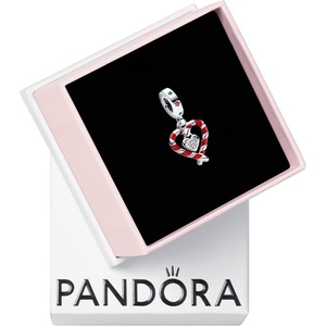 PANDORA Moments Double Candy Cane Heart Christmas Dangle Charm – Sterling Silver Charm with Enamel – Jewelry for Women – Includes Gift Box