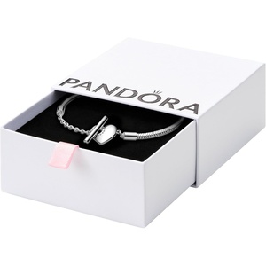 PANDORA Moments Heart T-Bar Closure Snake Chain Bracelet – Compatible Moments Charms – Gift for Her Shine – With Gift Box(7.0 Inches)