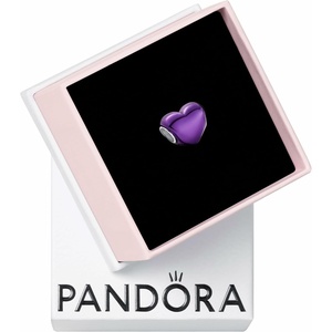 PANDORA Moments Metallic Purple Heart Charm – Sterling Silver Charm with Enamel – Jewelry for Women – Includes Gift Box