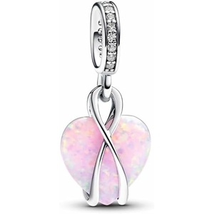 PANDORA Moments Mom Opalescent Heart Dangle Charm – Sterling Silver Charm with Lab-Created Opal & Cubic Zirconia – Jewelry for Women – Includes Gift Box