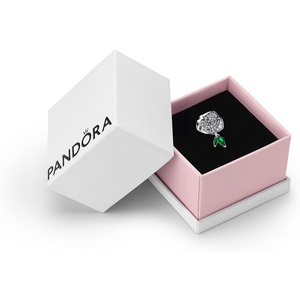 PANDORA Moments Sparkling Rose in Bloom Charm – Sterling Silver Charm with Man-Made Opal – Jewelry for Women – Includes Gift Box