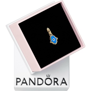 PANDORA Opalescent Blue Hamsa Hand Dangle Charm – Compatible with PANDORA Moments & ME – Gift for Her – Stunning Women’s Jewelry – 14k Gold with Blue Opal – With Gift Box