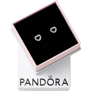 PANDORA Open Heart Stud Earrings – Gift for Her – Sterling Silver with Cubic Zirconia – With Gift Box