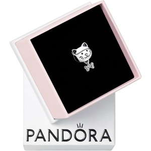 PANDORA Pet Cat & Bow Charm – Compatible Moments Bracelets – Jewelry for Women – Gift for Women in Your Life – Made with Sterling Silver & Cubic Zirconia, With Gift Box