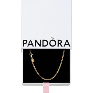 PANDORA Rolo Chain Necklace – Adjustable with Lobster Clasp – for Her – 14K Gold-Plated Shine – with Gift Box – 23.6″