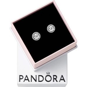 PANDORA Round Sparkle Stud Earrings – Classic Earrings for Women – Great Gift for Women – Made with Sterling Silver & Cubic Zirconia, With Gift Box