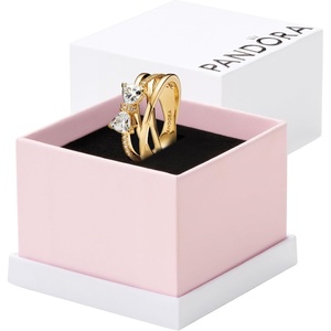 PANDORA Sparkling Bow & Crossover Band Ring