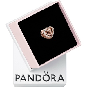 PANDORA Sparkling Entwined Hearts Charm – Gift for Her – Compatible Moments Rose with Cubic Zirconia – With Gift Box
