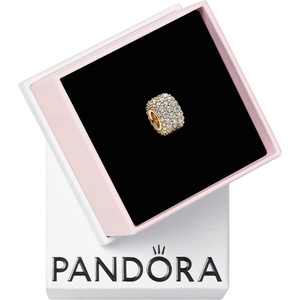 PANDORA Sparkling Pavé Triple-Row Charm – Compatible Moments Shine & Clear Cubic Zirconia – Gift for Her – Jewelry for Women with Gift Box
