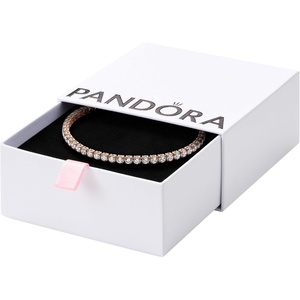 PANDORA Sparkling Tennis Bracelet – Rose Gold Bracelet for Women – Gift for Her Rose with Cubic Zirconia – With Gift Box(18.0 Centimeters)