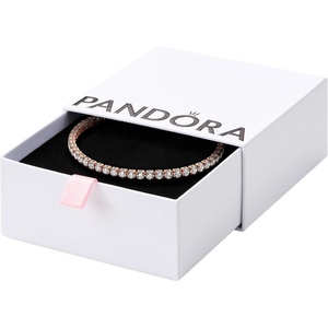 PANDORA Sparkling Tennis Bracelet – Rose Gold Bracelet for Women – Gift for Her Rose with Cubic Zirconia – With Gift Box(6.3 Inches)