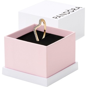 PANDORA Sparkling Wave Ring – Ring for Women – Layering or Stackable Ring – Gift for Her – Sterling Silver with Clear Cubic Zirconia – With Gift Box(Yellow Gold)