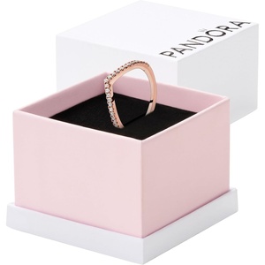 PANDORA Sparkling Wishbone Ring – Stackable Rose Gold Ring for Women – Gift for Her – With Gift Box(Rose Gold)