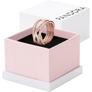 PANDORA Sparkling & Polished Lines Entwined Ring – Ring for Women – Gift for Her – Cubic Zirconia – With Gift Box(Rose Gold)