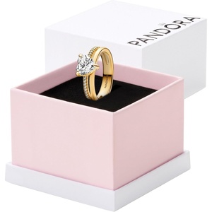 PANDORA Timeless Double Band Heart Ring – Includes Gift Box(Gold)