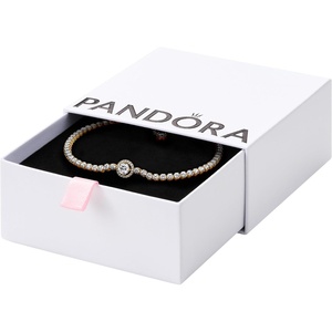 PANDORA Timeless Sparkling Halo Tennis Bracelet – 14K Gold Plated Unique Metal Blend and Cubic Zirconia – Jewelry for Women – Includes Gift Box(16.0 Centimeters)