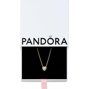 PANDORA Timeless Sparkling Heart Collier Necklace – 14K Gold-Plated Necklace with Cubic Zirconia – Jewelry for Women – Includes Gift Box – 17.7″