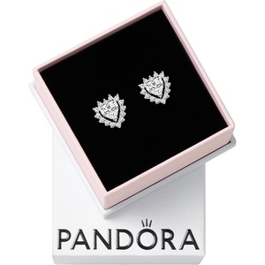 PANDORA Timeless Sparkling Heart Halo Stud Earrings – Sterling Silver with Cubic Zirconia – Jewelry for Women – Includes Gift Box