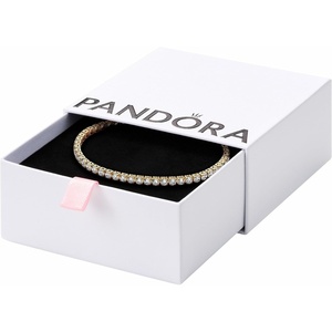 PANDORA Timeless Sparkling Tennis Bracelet – 14k Gold-Plated Unique Metal Blend Bracelet with Cubic Zirconia – Gift for Women – Includes Gift Box(20.0 Centimeters)