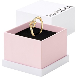 PANDORA Timeless Wish Sparkling Heart Ring – Gift for Her 14k Gold-Plated Shine with Cubic Zirconia
