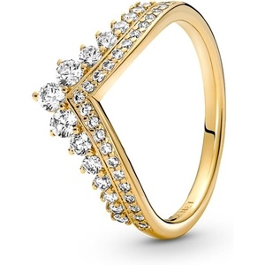 PANDORA Timeless Wish Tiara Ring – Modern Gold Ring for Women – Layering or Stackable Ring – Gift for Her – Gold-Plated with Clear Cubic Zirconia – With Gift Box