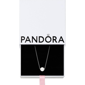 PANDORA Treated Freshwater Cultured Pearl Collier Necklace – Sterling Silver Necklace with Treated Freshwater Cultured Pearl & Cubic Zirconia for Women – Gift for Women – Includes Gift Box – 17.7″