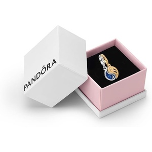 PANDORA Two-Tone Splittable Sun & Moon Dangle Charm – Compatible with PANDORA Moments & ME – Gift for Her – Sterling Silver & 14k Gold with Blue Crystals – With Gift Box