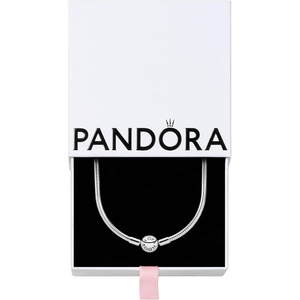 Pandora Classic Snake Chain Charm Necklace – Gift for Her – Sterling Silver with Embossed Ball Clasp Necklace – With Gift Box(16.5 inches)