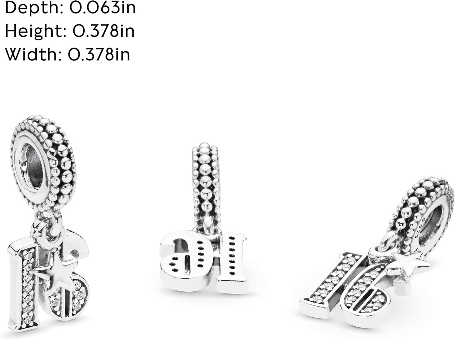 image:imagePANDORA 16th Celebration Dangle Charm Bracelet Charm for PANDORA Moments Bracelets Sterling Silver with Clear Cubic Zirconia Gift for Her Jewelry for Women with Gift Box