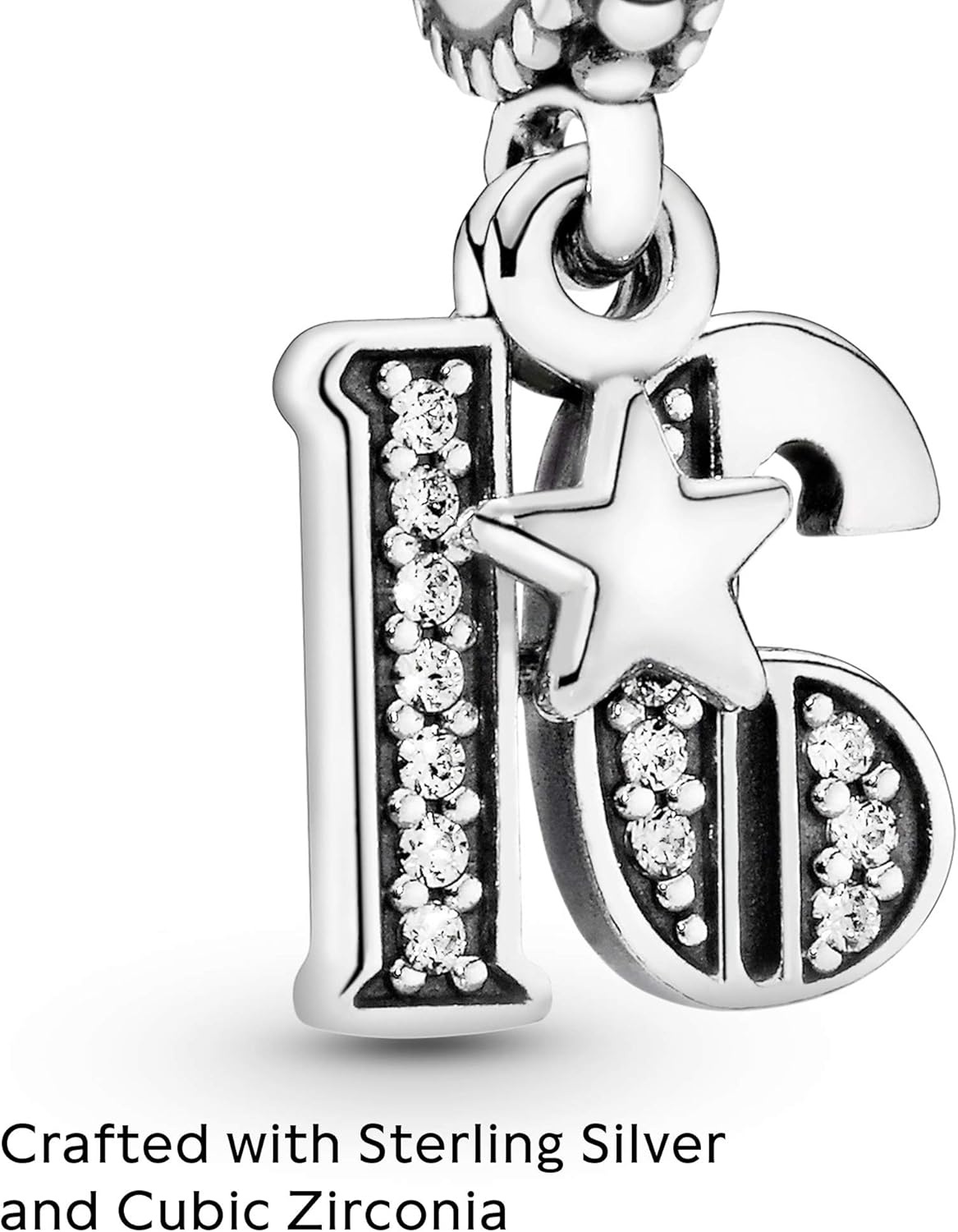 image:imagePANDORA 16th Celebration Dangle Charm Bracelet Charm for PANDORA Moments Bracelets Sterling Silver with Clear Cubic Zirconia Gift for Her Jewelry for Women with Gift Box