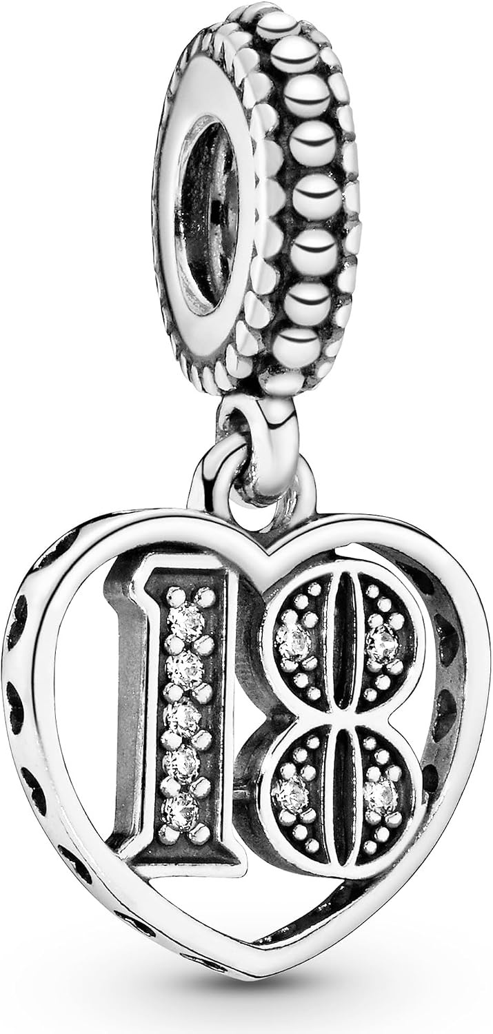 image:imagePANDORA 18th Celebration Dangle Charm Bracelet Charm Moments Bracelets Sterling Silver with Clear Cubic Zirconia Gift for Her Jewelry for Women with Gift Box