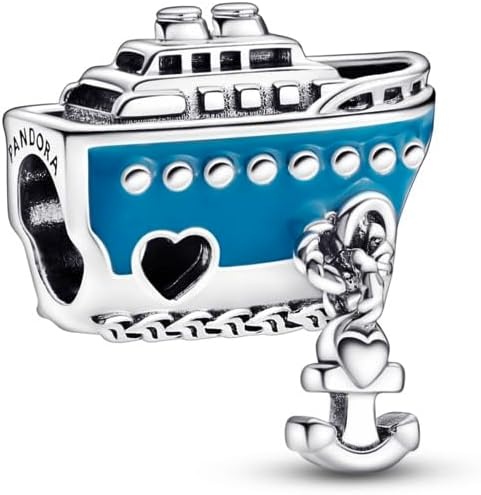 image:imagePANDORA Anchored Cruise Ship Charm Compatible with PANDORA Moments Jewelry for Women Gift for Her Made with Sterling Silver amp Enamel With Gift Box