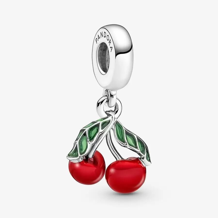image:imagePANDORA Asymmetrical Cherry Fruit Dangle Charm Compatible Moments Stunning Womens Jewelry Gift for Women Made with Sterling Silver amp Enamel With Gift Box