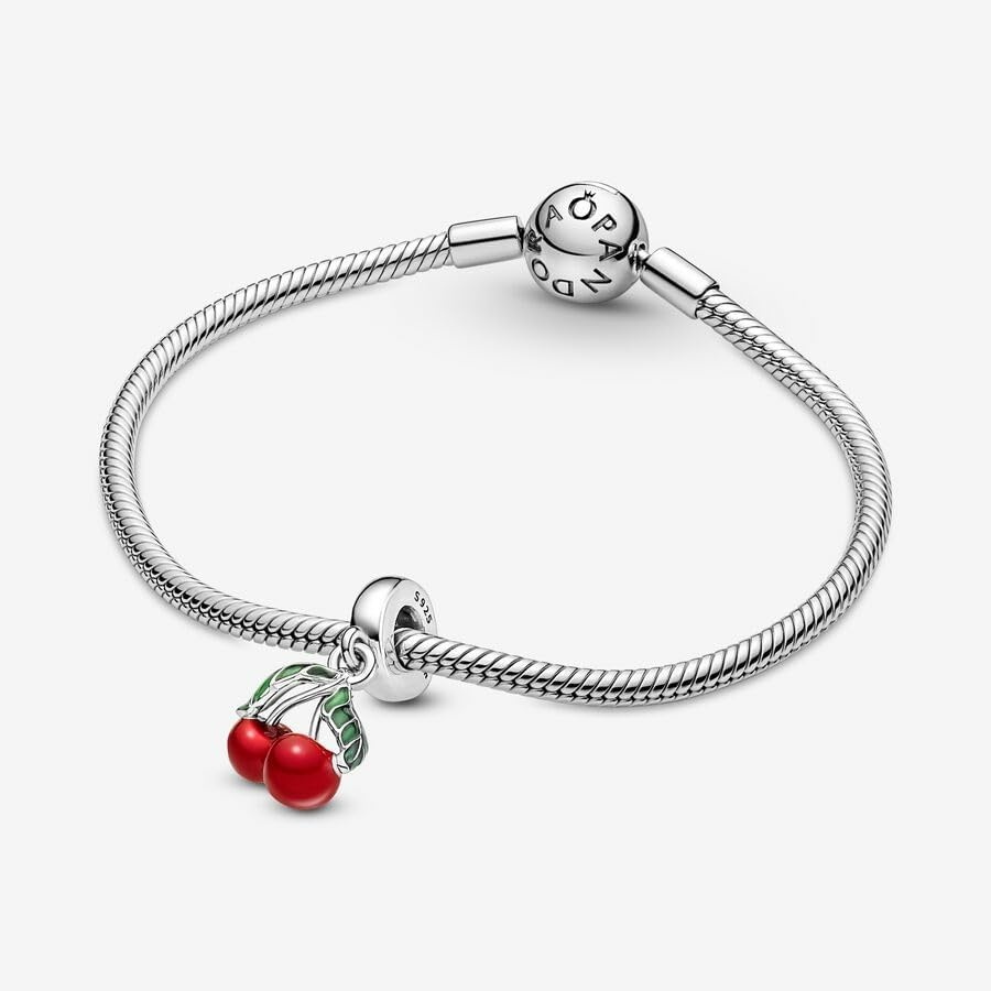 image:imagePANDORA Asymmetrical Cherry Fruit Dangle Charm Compatible Moments Stunning Womens Jewelry Gift for Women Made with Sterling Silver amp Enamel With Gift Box