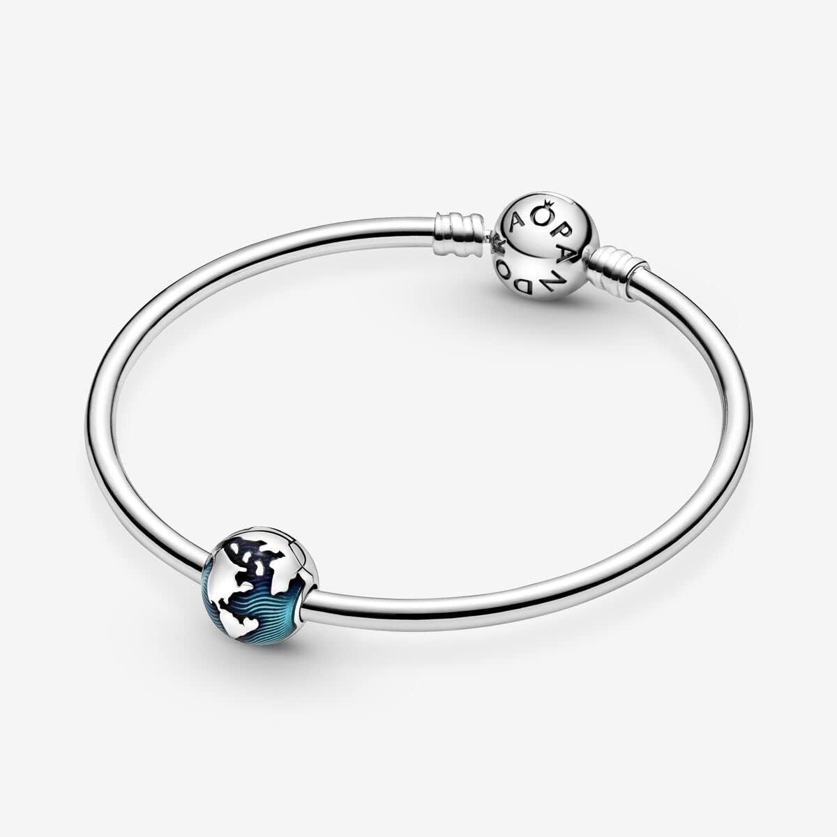 image:imagePANDORA Blue Globe Clip Charm Gift for Her Compatible with PANDORA Moments Sterling Silver with Enamel With Gift Box