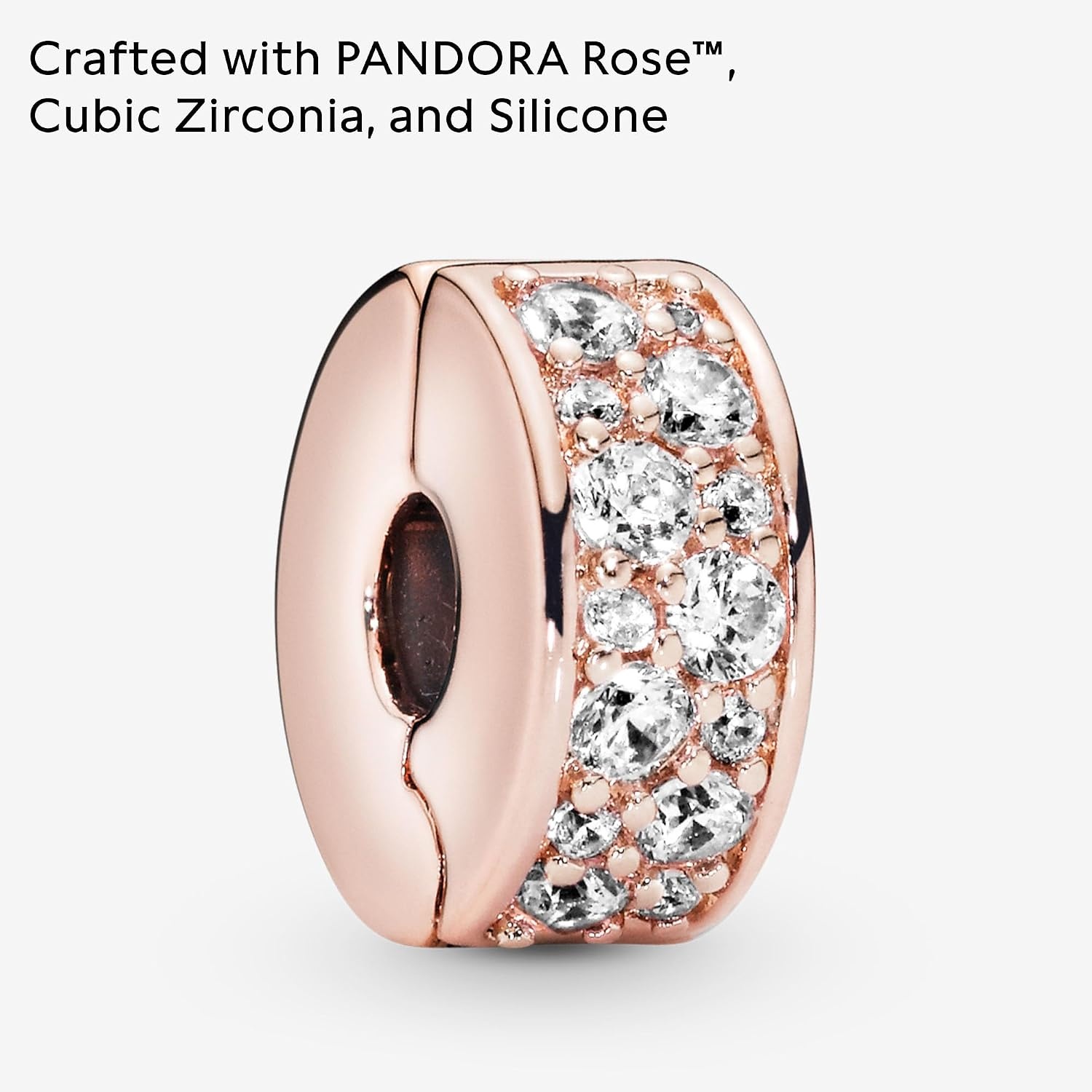 image:imagePANDORA Clear Pav Clip Charm Bracelet Charm Moments Bracelets Stunning Womens Jewelry Gift for Women in Your Life Made Rose amp Cubic Zirconia With Gift Box