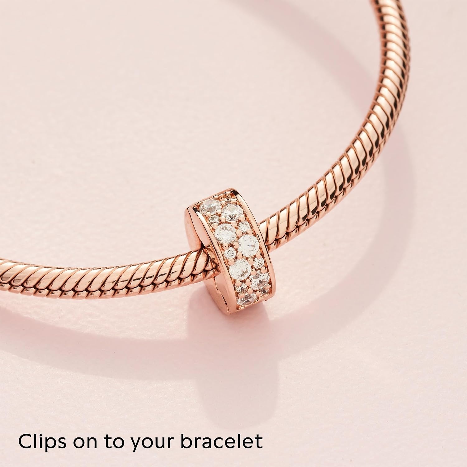 image:imagePANDORA Clear Pav Clip Charm Bracelet Charm Moments Bracelets Stunning Womens Jewelry Gift for Women in Your Life Made Rose amp Cubic Zirconia With Gift Box