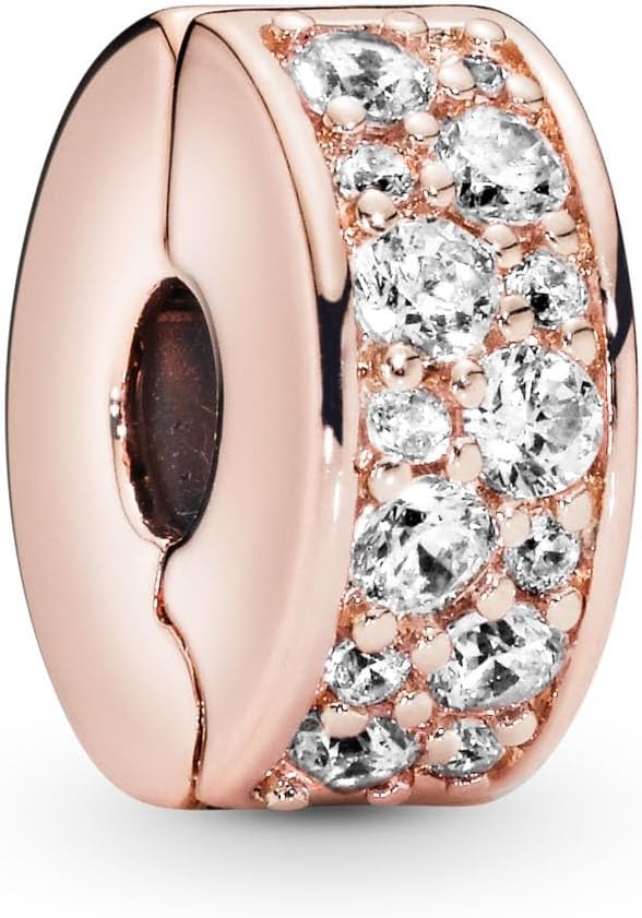 image:imagePANDORA Clear Pav Clip Charm Bracelet Charm Moments Bracelets Stunning Womens Jewelry Gift for Women in Your Life Made Rose amp Cubic Zirconia With Gift Box
