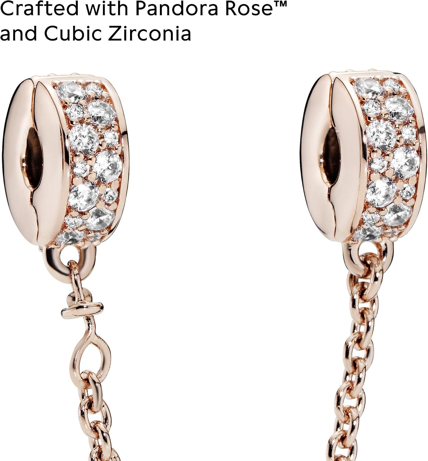 image:imagePANDORA Clear Pave Safety Chain Clip Charm Compatible Moments Gift for Her Made Rose Cubic Zirconia amp Silicone with Gift Box