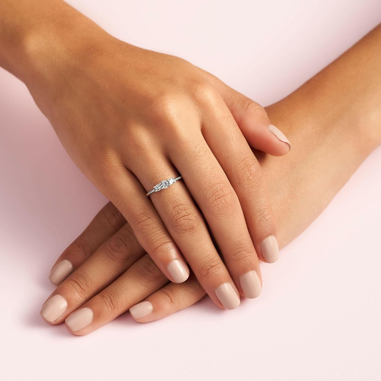 image:imagePANDORA Clear ThreeStone Ring Silver Ring for Women Layering or Stackable Ring Gift for Her Silver with Cubic Zirconia With Gift BoxSterling Silver