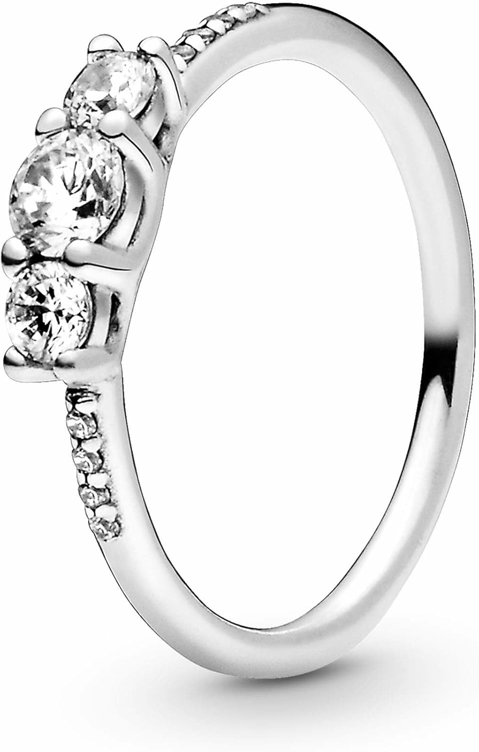 image:imagePANDORA Clear ThreeStone Ring Silver Ring for Women Layering or Stackable Ring Gift for Her Silver with Cubic Zirconia With Gift BoxSterling Silver