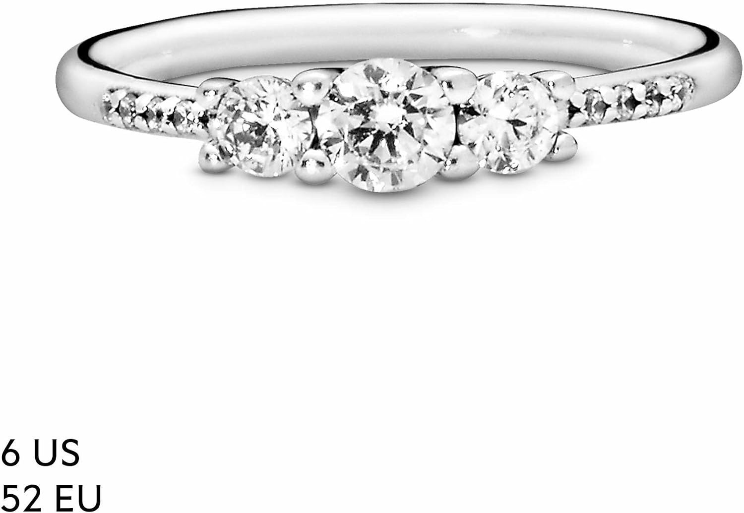 image:imagePANDORA Clear ThreeStone Ring Silver Ring for Women Layering or Stackable Ring Gift for Her Silver with Cubic Zirconia With Gift BoxSterling Silver