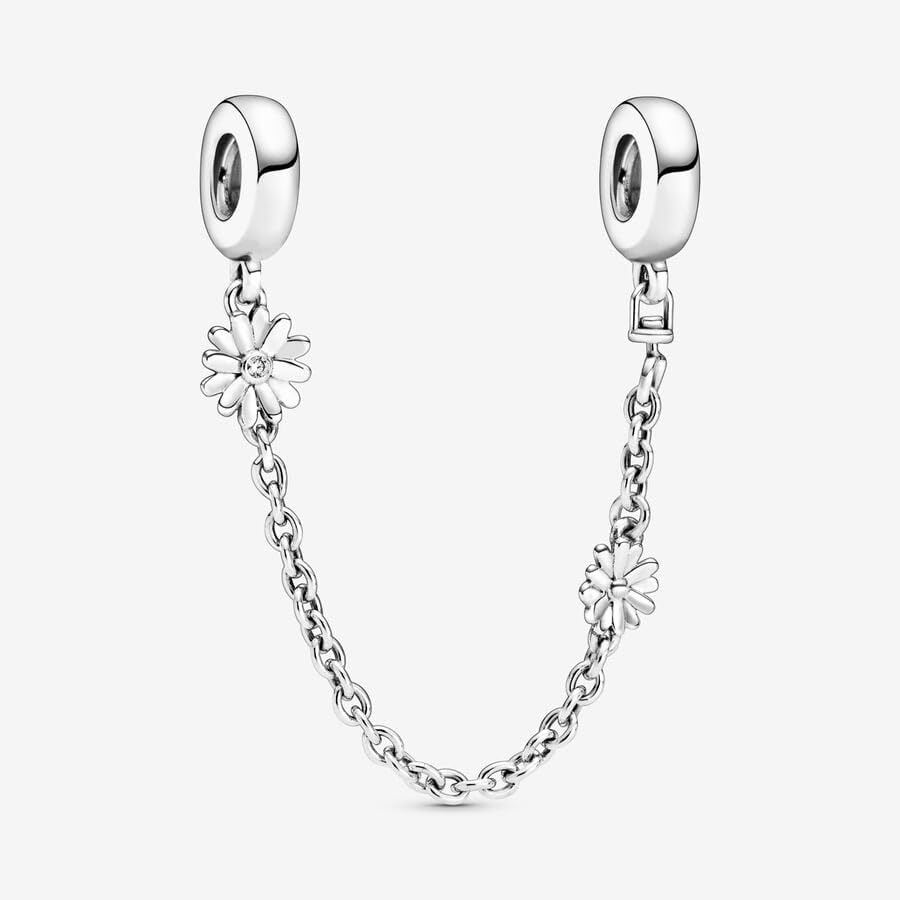 image:imagePANDORA Daisy Flower Safety Chain Charm Compatible with PANDORA Moments Gift for Her Made with Sterling Silver amp Cubic Zirconia with Gift Box