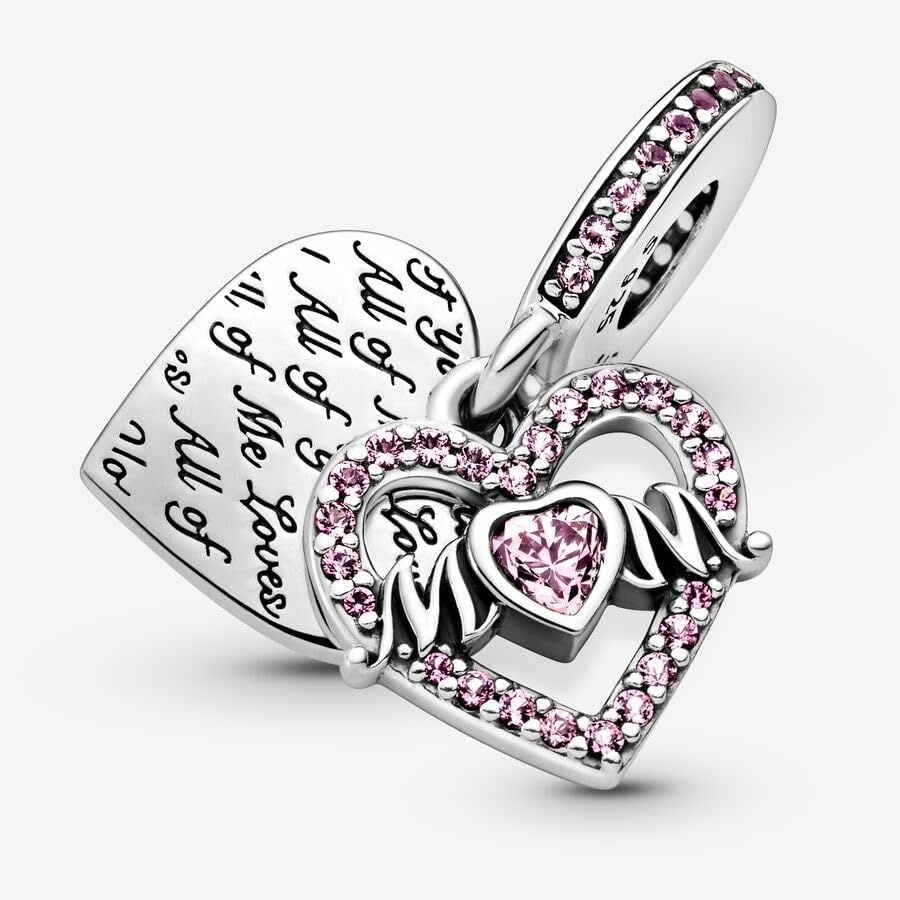 image:imagePANDORA Heart amp Mom Dangle Charm Compatible Moments Bracelets Jewelry for Women Made with Sterling Silver amp Cubic Zirconia with Gift Box