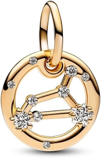 image:imagePANDORA Leo Zodiac Dangle Charm Compatible with PANDORA ME amp Moments Jewelry Zodiac Sign Jewelry Gift for Her 14k Gold with Clear Cubic Zirconia With Gift Box