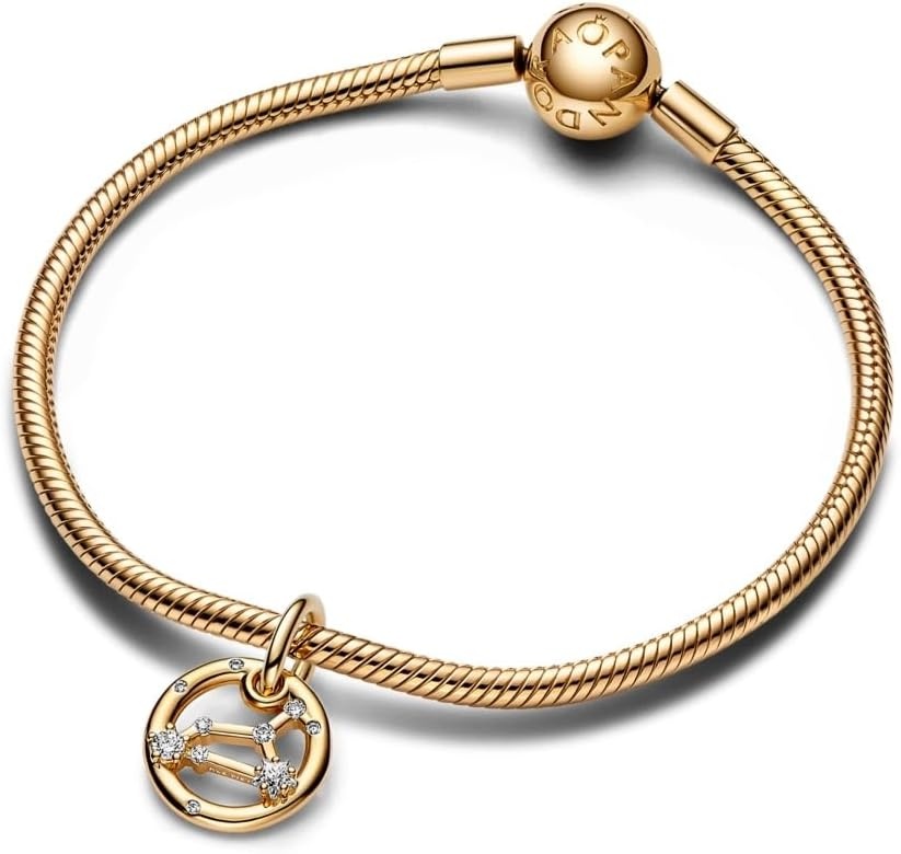 image:imagePANDORA Leo Zodiac Dangle Charm Compatible with PANDORA ME amp Moments Jewelry Zodiac Sign Jewelry Gift for Her 14k Gold with Clear Cubic Zirconia With Gift Box