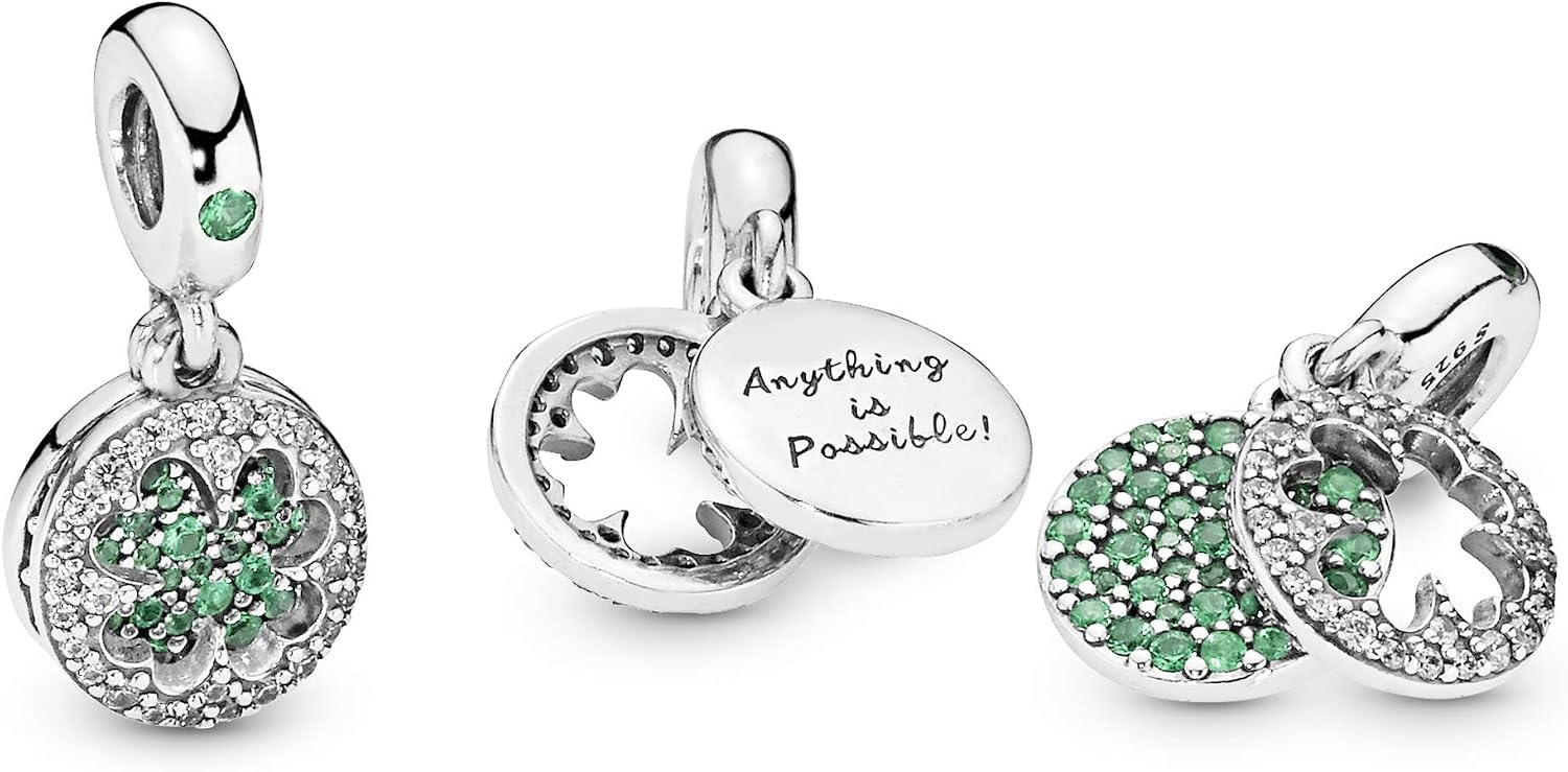 image:imagePANDORA Lucky Four Leaf Clover Dangle Charm Gift for Her Compatible Moments With Gift Box Sterling Silver with Cubic Zirconia amp ManMade Crystals