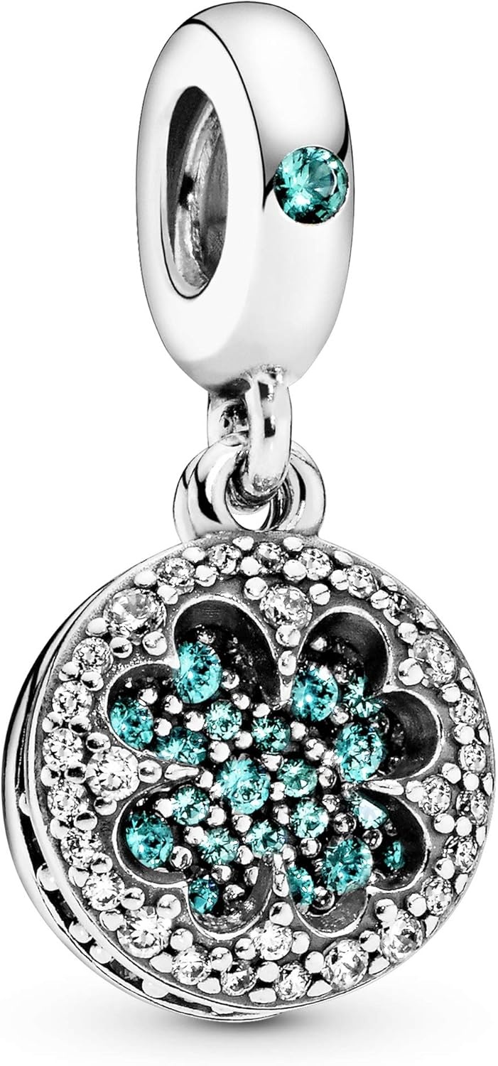 image:imagePANDORA Lucky Four Leaf Clover Dangle Charm Gift for Her Compatible Moments With Gift Box Sterling Silver with Cubic Zirconia amp ManMade Crystals