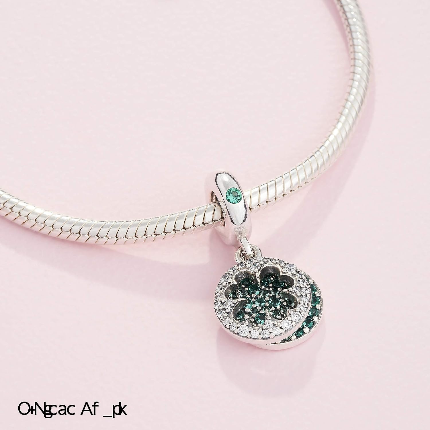 image:imagePANDORA Lucky Four Leaf Clover Dangle Charm Gift for Her Compatible Moments With Gift Box Sterling Silver with Cubic Zirconia amp ManMade Crystals